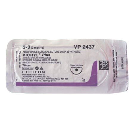 Ethicon Vicryl Plus # 3 - 0 Absorbable Violet Braided Suture (VP 2437) (Pack Of 12)