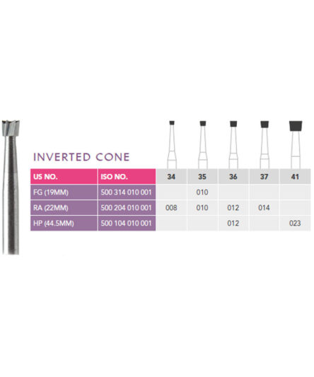 Prima Dental Inverted Cone Bur - 35 - FG (Pack of 1)