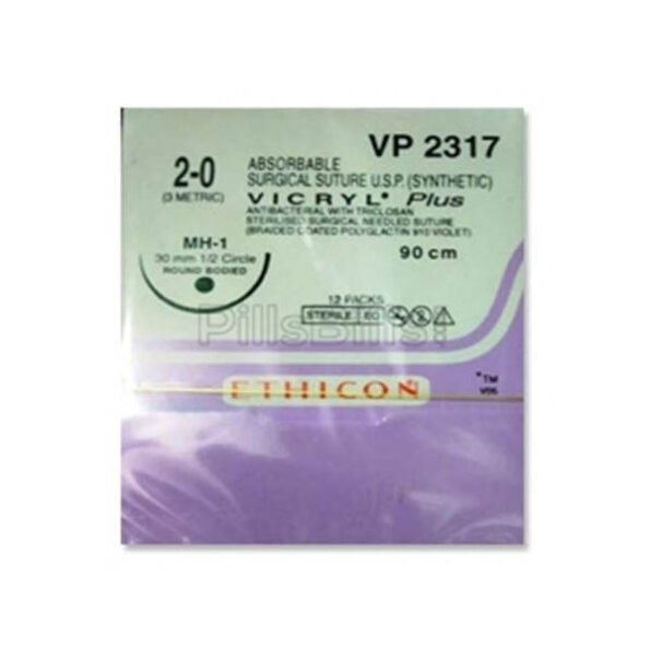 VP 2317 Ethicon Vicryl Absorbable Surgical Sutures (MH - 1 30 mm 1/2 Circle Round Bodied)