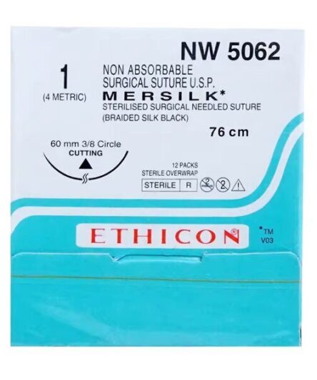 Ethicon Mersilk #1 Black Braided Suture - 76 cm (Nw5062) Pack of 12