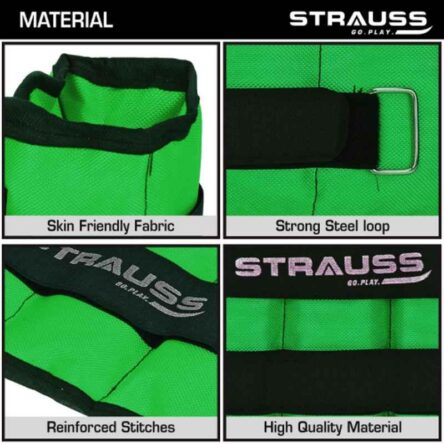 Strauss 25.4x14x2cm Neoprene Green Adjustable Ankle Weight