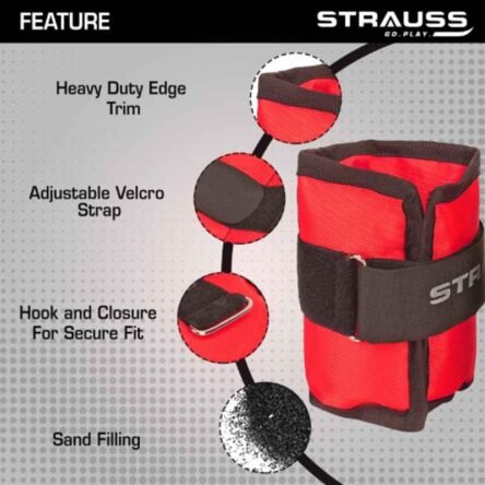 Strauss 25.4x14x2cm Neoprene Red Adjustable Ankle Weight