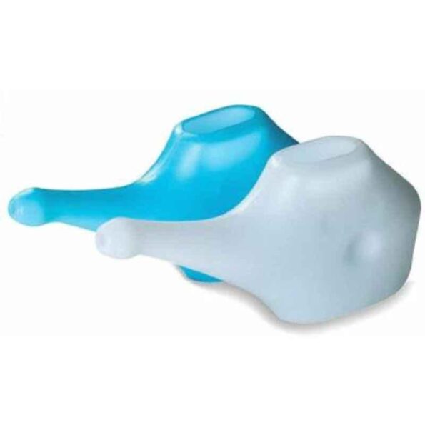 Paxmax 200ml Blue & White Durable Plastic Jal Neti Pot for Sinus Congestion (Pack of 2)