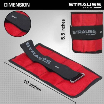 Strauss 25.4x14x2cm Neoprene Red Adjustable Ankle Weight