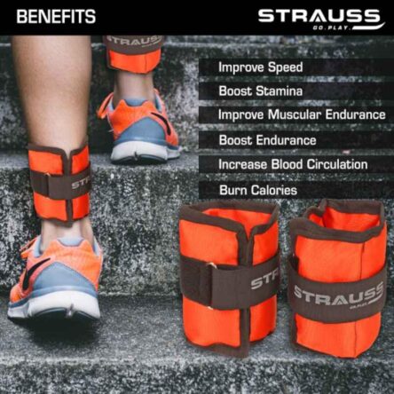 Strauss 25.4x14x2cm Neoprene Orange Adjustable Ankle Weight