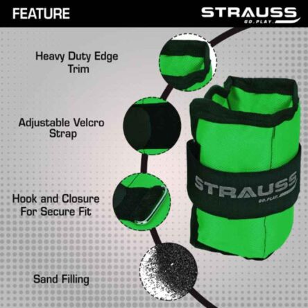 Strauss 25.4x14x2cm Neoprene Green Adjustable Ankle Weight