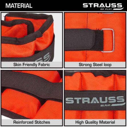 Strauss 25.4x14x2cm Neoprene Orange Adjustable Ankle Weight