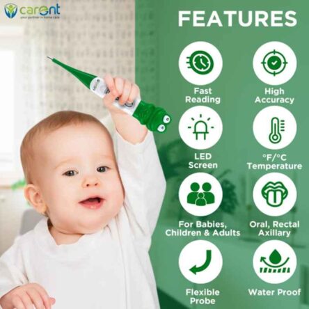 Carent Green Waterproof Premium Digital Flexible Thermometer with Alarm