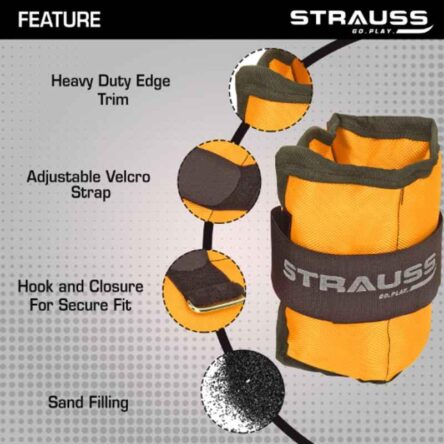 Strauss 25.4x14x2cm Neoprene Yellow Adjustable Ankle Weight