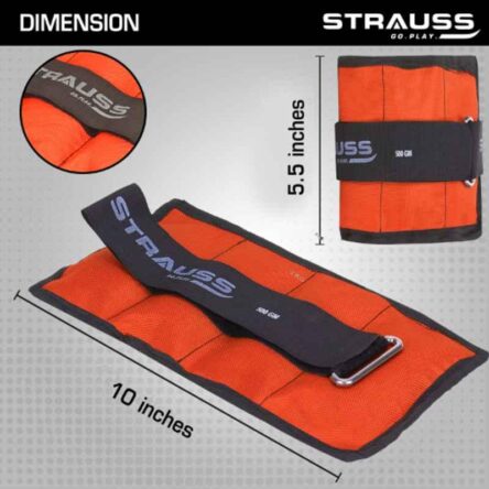Strauss 25.4x14x2cm Neoprene Orange Adjustable Ankle Weight