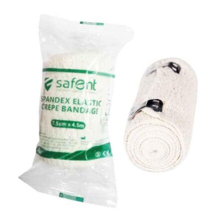 Safent Spandex 3 inch 7.5cmx4.5m Natural White Elastic Crepe Bandages