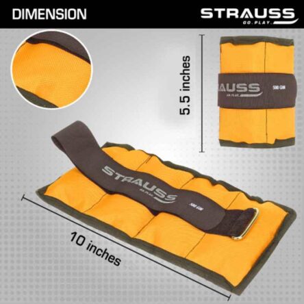 Strauss 25.4x14x2cm Neoprene Yellow Adjustable Ankle Weight