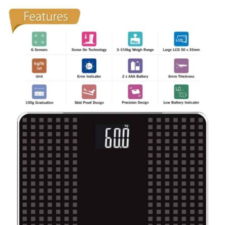 HealthSense PS 117 180kg Tempered Glass Digital Body Weighing Scale