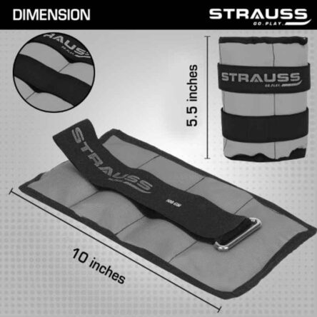 Strauss 25.4x14x2cm Neoprene Grey Adjustable Ankle Weight