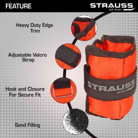 Strauss 25.4x14x2cm Neoprene Orange Adjustable Ankle Weight