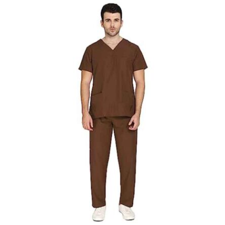 Indosurgicals Polyester & Cotton Brown Unisex Scrub Suit