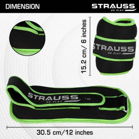 Strauss 30.5×15.3×4.3cm Neoprene Green Adjustable Round Shape Ankle Weight