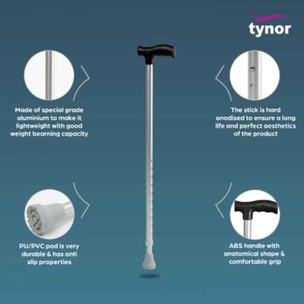 Tynor Silver L Type Walking Stick