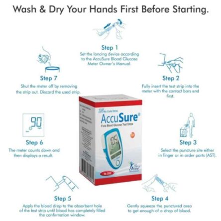 AccuSure Blue Glucometer 25 Pcs Test Strips