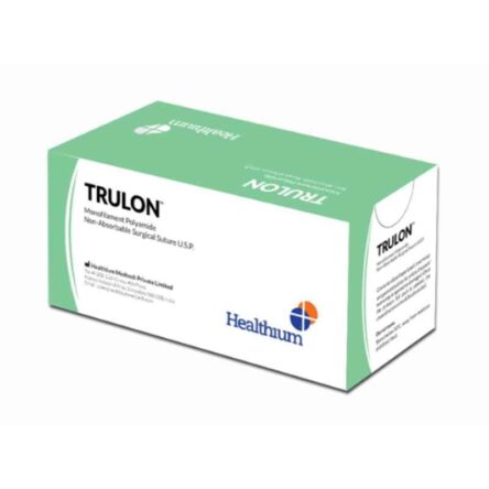 Trulon 12 Foils 2-0 USP 70cm 3/8 Circle Reverse Cutting Monofilament Polyamide Non Absorbable Surgical Suture Box