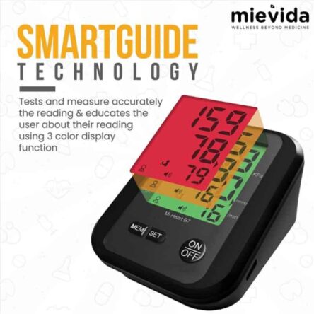 Mievida Mi-Heart B7 Blood Pressure Monitor with Smart 3 Coloured Backlight Display