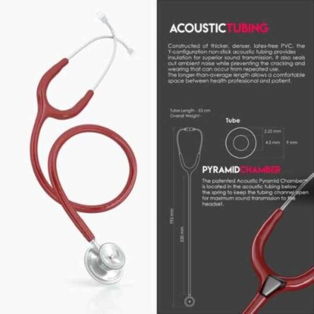 MDF Acoustica Lightweight Dual Head Burgundy Stethoscope