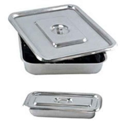 Skybound 14x10x2 inch Stainless Steel Instrument Tray with Cover