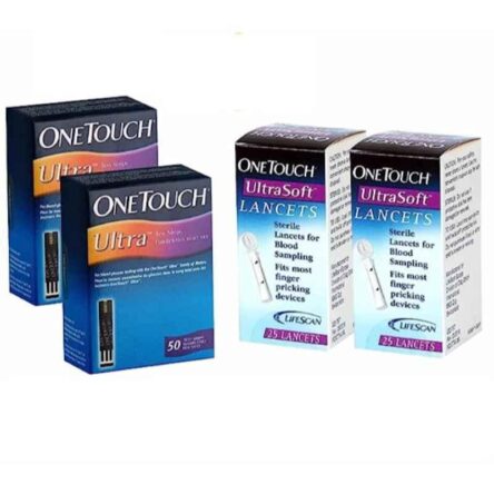 OneTouch 100 Pcs Ultra Diabetes Test Strips & 50 Pcs Ultra Soft Lancet Combo