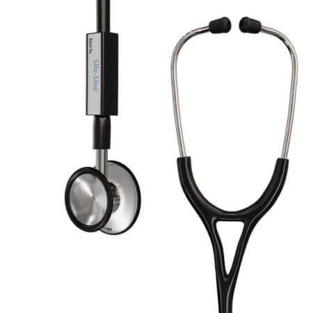 Lifeline Aluminium Black Single Diaphragm Chest Piece Stethoscope with 2 Way Tube