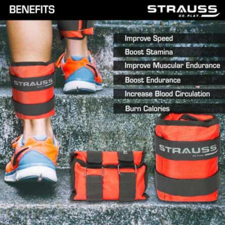 Strauss 42x20x7cm Neoprene Orange Adjustable Ankle Weight