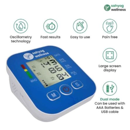 Sahyog Wellness White Automatic Upper Arm Digital Blood Pressure Monitor Machine with Large Cuff