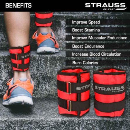 Strauss 38x19x3cm Neoprene Red Adjustable Ankle Weight