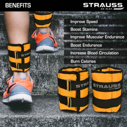 Strauss 38x19x3cm Neoprene Yellow Adjustable Ankle Weight