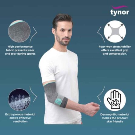 Tynor E48DAZ Nylon & Spandex Grey Urbane Elbow Support
