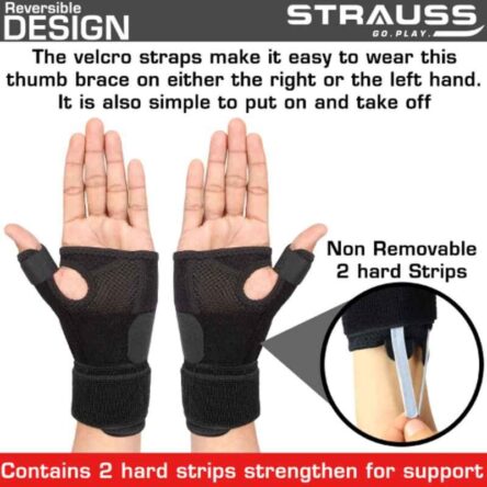Strauss 22x10x5cm Neoprene Black Thumb Support with Wrist Wrap