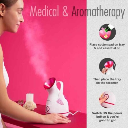 HealthSense Nano-Cure FS 550 ABS White & Pink Facial Iconic Cleanser with Nano-Ionic Technology