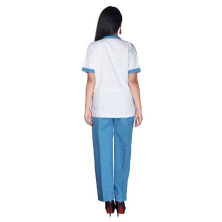 Saraf Cotton & Polyster Blue & White Unisex Nurse Scrub Suit