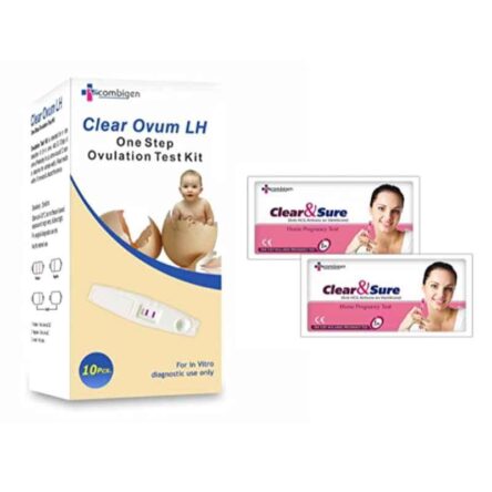 Recombigen 10 Pcs Clear Ovum One Step Fertility Rapid Test Kit & Clear & Sure 2 Pcs Pregnancy Test Kit Combo