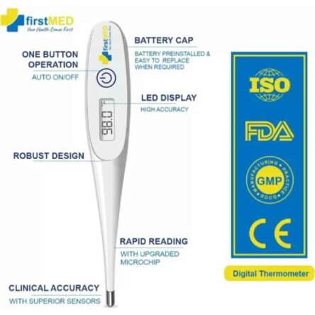 Firstmed White Digital Hard Tip Medical Digital Thermometer