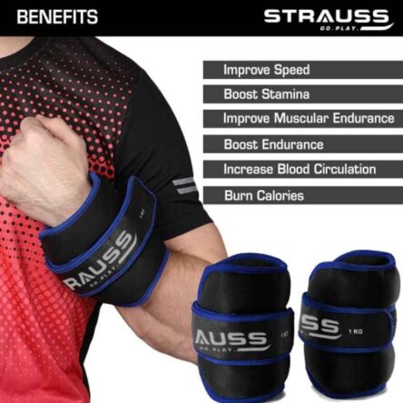 Strauss 30.5×15.3×4.3cm Neoprene Blue Adjustable Round Shape Ankle Weight