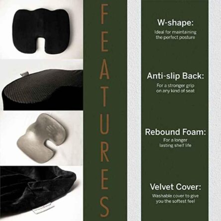 HealthSense Soft-Spot CC 50 Polyurethane Foam Orthopedic Black Seat Cushion
