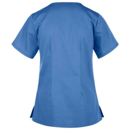 Superb Uniforms Polyester & Viscose Sky Blue Half Sleeves V Neck Scrub for Women