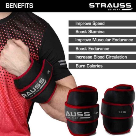 Strauss 32x16x4cm Neoprene Red Adjustable Round Shape Ankle Weight