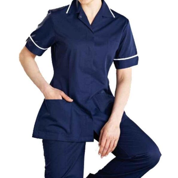 Superb Uniforms Polyester & Viscose Navy Blue Nurse Tunic Set