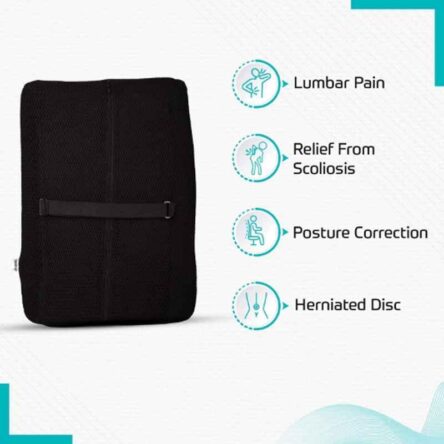 BeatXP PU Foam Black Orthopedic Backrest Lumbar Support Cushion