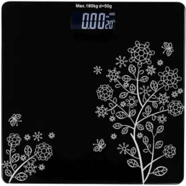 Titan Scales 180kg Glass Black Flower Personal Digital Weighing Scale