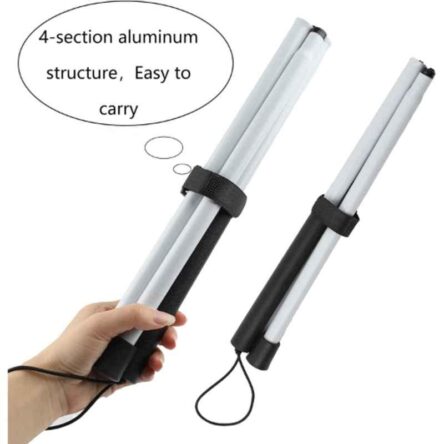 Divine Medicare 48 inch White & Black Aluminium Folding Reflective Walking Stick for Vision Impaired & Blind People