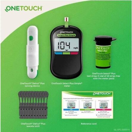 OneTouch Select Plus Simple Blood Glucometer with 60 Pcs Test Strips