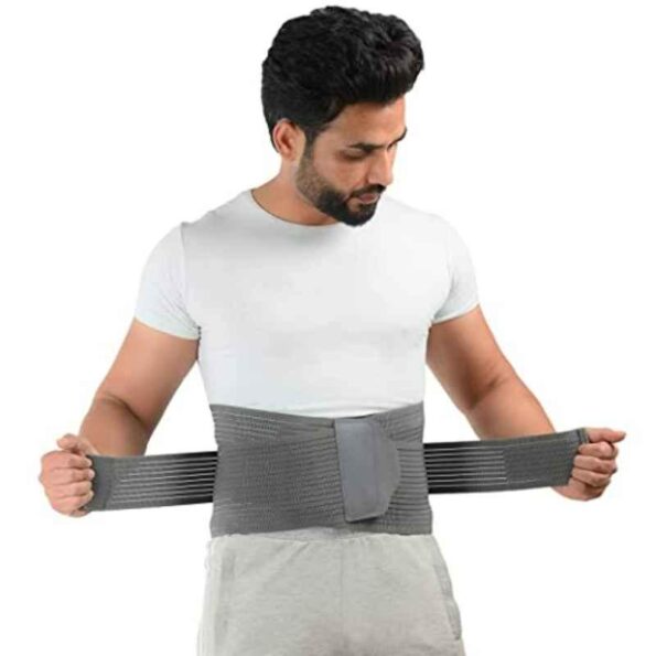 K Squarians Cotton Grey Lumbar Sacral Belt for Back Pain