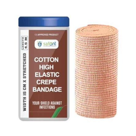 Safent 6 inch 15cmx4.5m Cotton High Elastic Crepe Bandages
